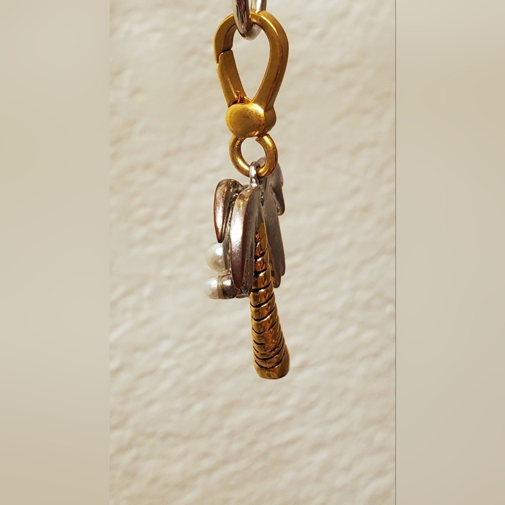 Juicy Couture Palm Tree Charm Coconut Pearl Rhinestone Pave Crystal Gold Nature - Picture 12 of 13